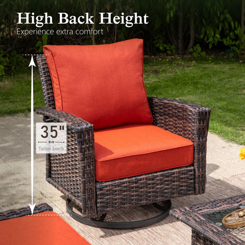 Sophia & William 2-Piece Patio Wicker Swivel Glider Chairs with 5.5" Thick Cushions