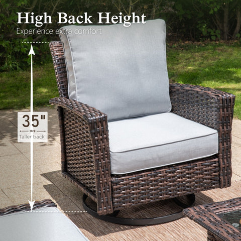 Sophia & William 2-Piece Patio Wicker Swivel Glider Chairs with 5.5" Thick Cushions