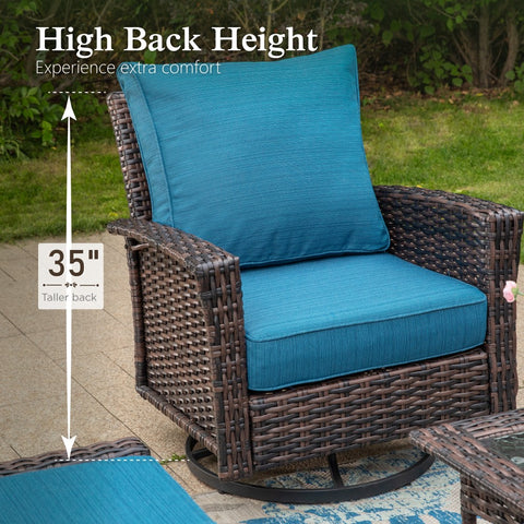 Sophia & William 2-Piece Patio Wicker Swivel Glider Chairs with 5.5" Thick Cushions