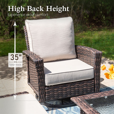 Sophia & William 2-Piece Patio Wicker Swivel Glider Chairs with 5.5" Thick Cushions