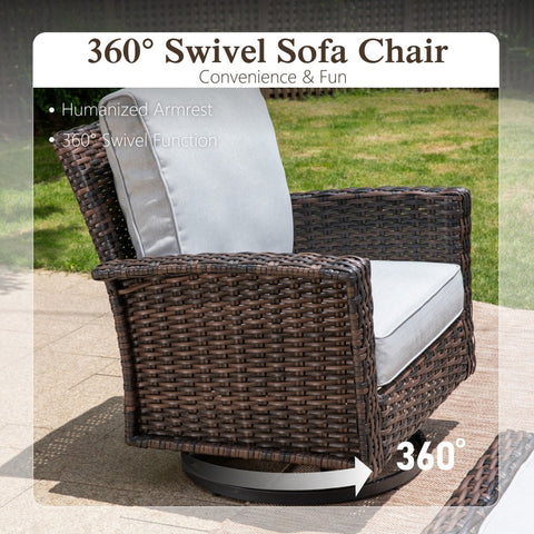 Sophia & William 2-Piece Patio Wicker Swivel Glider Chairs with 5.5" Thick Cushions