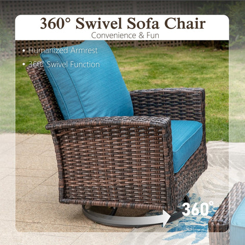 Sophia & William 2-Piece Patio Wicker Swivel Glider Chairs with 5.5" Thick Cushions