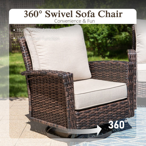 Sophia & William 2-Piece Patio Wicker Swivel Glider Chairs with 5.5" Thick Cushions