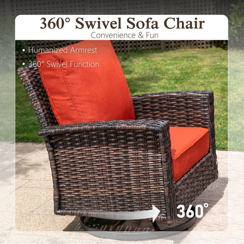 Sophia & William 2-Piece Patio Wicker Swivel Glider Chairs with 5.5" Thick Cushions