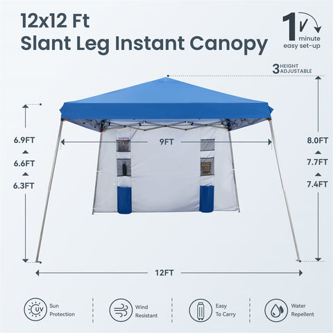 PHI VILLA Slant Leg Pop-up Instant Lightweight Canopy Gazebo