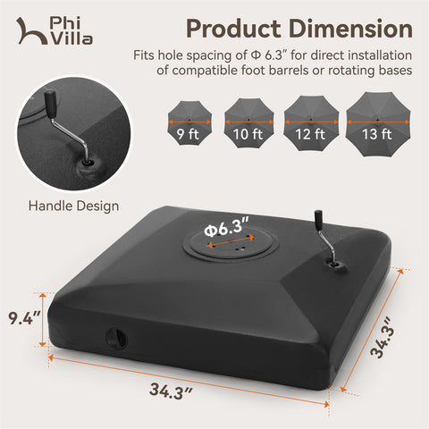 PHI VILLA Outdoor Patio Umbrella Heavy Duty Base Weights Stand