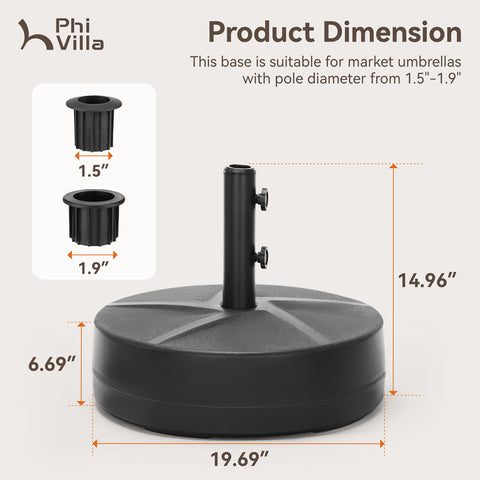 PHI VILLA Outdoor Patio Umbrella Heavy Duty Base Weights Stand