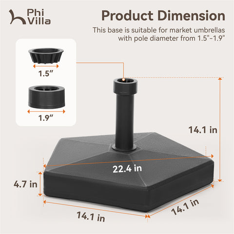 PHI VILLA Outdoor Patio Umbrella Heavy Duty Base Weights Stand