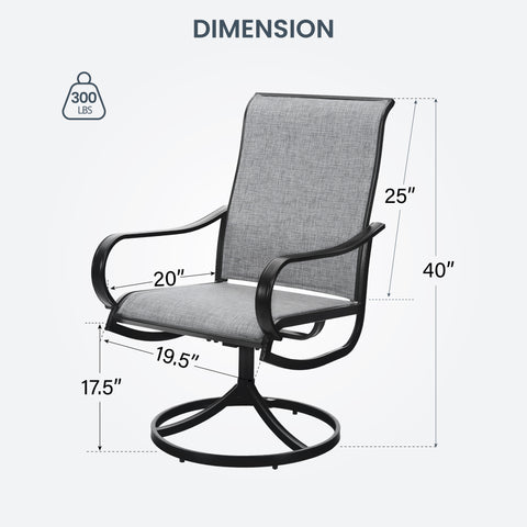 PHI VILLA 7-Piece Patio Dining Set Round Steel Table & Textilene Swivel Chairs