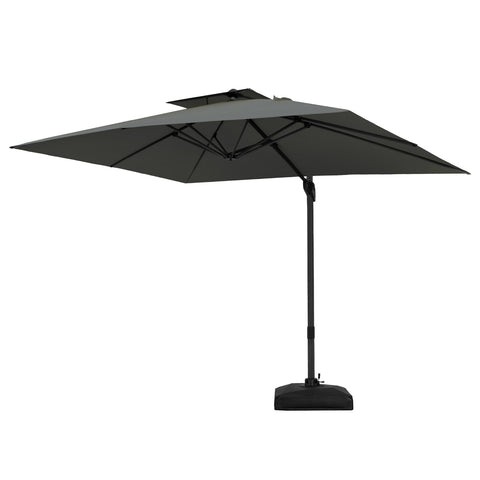 PHI VILLA 10ft Patio Cantilever Umbrellas with Double-top and 360-Degree Rotation