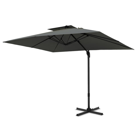 PHI VILLA 10ft Patio Cantilever Umbrellas with Double-top and 360-Degree Rotation