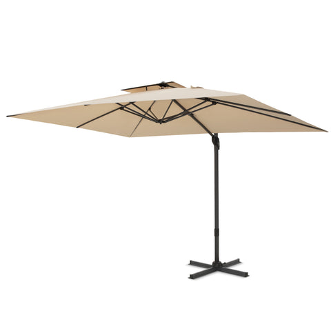 PHI VILLA 10ft Patio Cantilever Umbrellas with Double-top and 360-Degree Rotation
