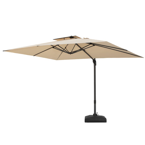 PHI VILLA 10ft Patio Cantilever Umbrellas with Double-top and 360-Degree Rotation