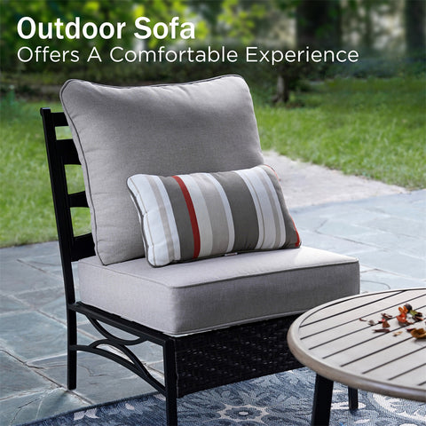 PHI VILLA Half-Moon Outdoor Patio Conversation Sofa Sets with E-Coating Technology