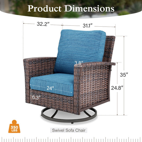 Sophia & William 2-Piece Patio Wicker Swivel Glider Chairs with 5.5" Thick Cushions