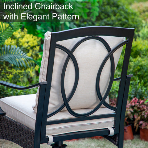 Sophia & William Luxurious Thick-Cushion Rattan-steel Swivel Chairs 7-Pcs Patio Dining Set