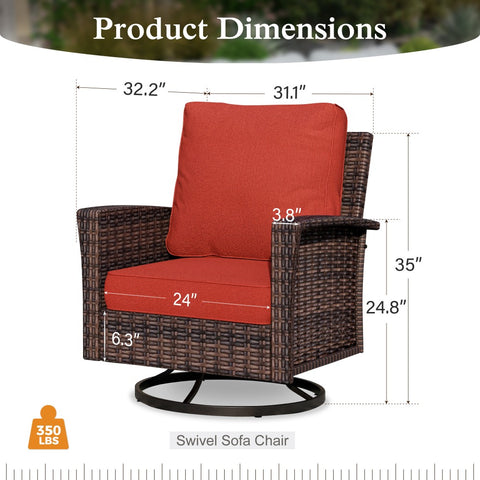 Sophia & William 2-Piece Patio Wicker Swivel Glider Chairs with 5.5" Thick Cushions