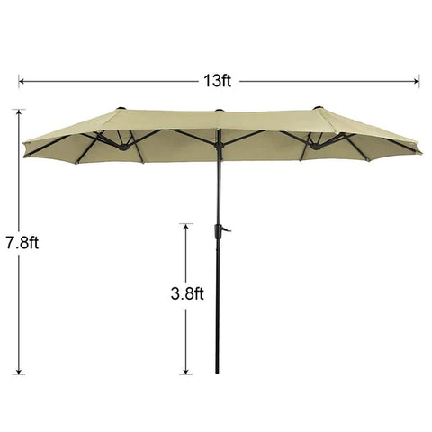 PHI VILLA 8-Piece Patio Dining Set with 13ft Umbrella Textilene Swivel Chair & Slat Rectangle Table