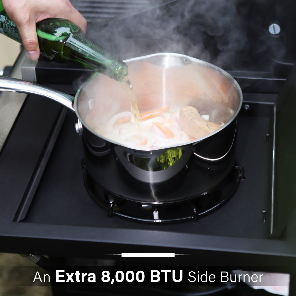 Captiva Designs 4-Burners Propane Gas BBQ Grill with Side Burner &  Porcelain-Enameled Cast Iron Grates, 42,000 BTU Output for Outdoor Cooking  Kitchen
