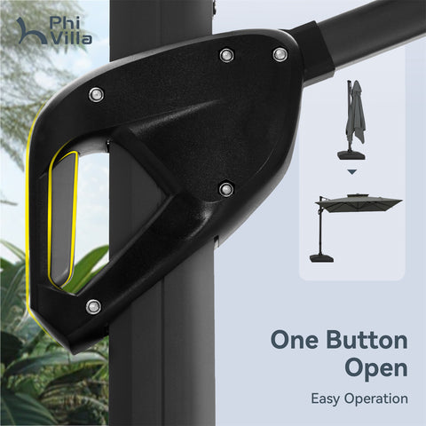 PHI VILLA 10ft Patio Cantilever Umbrellas with Double-top and 360-Degree Rotation