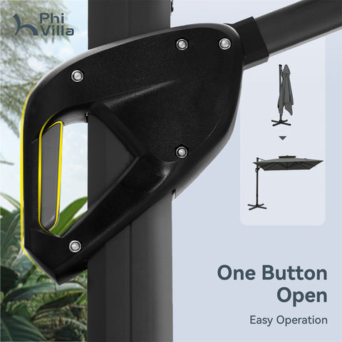 PHI VILLA 10ft Patio Cantilever Umbrellas with Double-top and 360-Degree Rotation