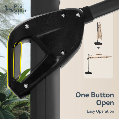 PHI VILLA 10ft Patio Cantilever Umbrellas with Double-top and 360-Degree Rotation