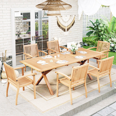 Sophia & William 7-piece Patio Dining Set Acacia Wood Dining Table and Chairs 