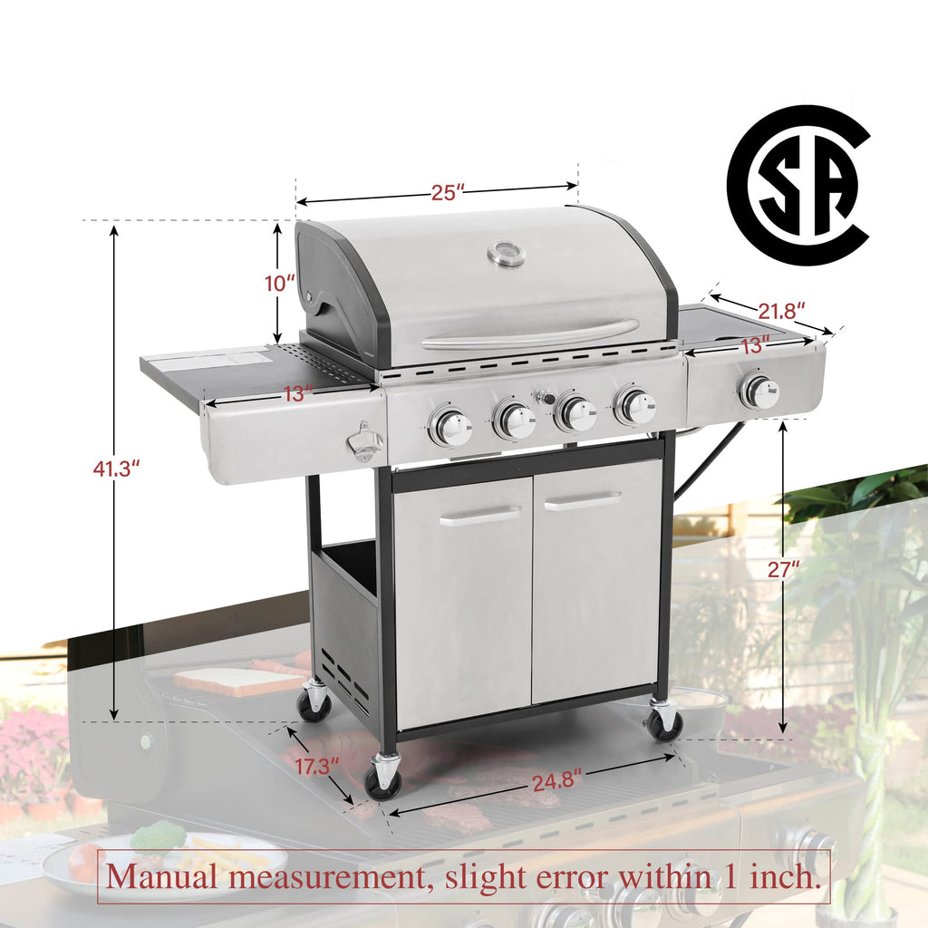 Propane BBQ Grill with 4 Burners & Side Burner for Backyard-Captiva ...