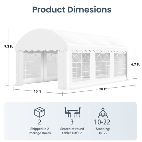 Phi Villa Party Tent Outdoor Gazebo Wedding Canopy with Multi-purpose and Wheeled Storage Bag