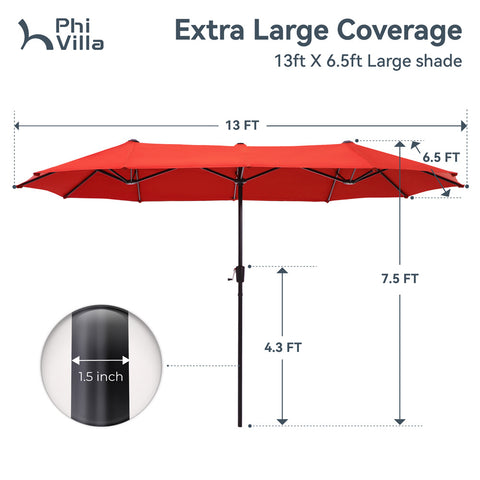 PHI VILLA 8-Piece Patio Dining Set with 13ft Umbrella Textilene Swivel Chair & Slat Rectangle Table