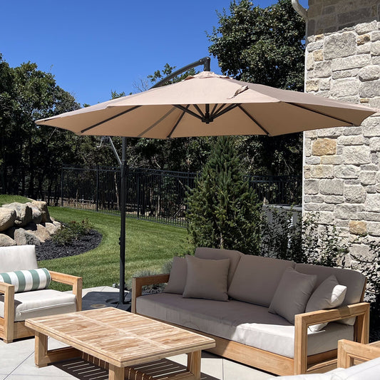 PHI VILLA 10ft Patio Umbrella Outdoor Offset Cantilever Umbrella with Cross Base