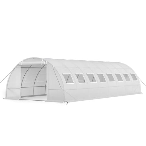 PHI VILLA Large Heavy Duty Outdoor Greenhouse Walk in Tunnel Green House Garden Tent with 2 Zippered Screen Doors