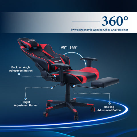 Reclining Gaming Chair with Massaging Lumbar Support 