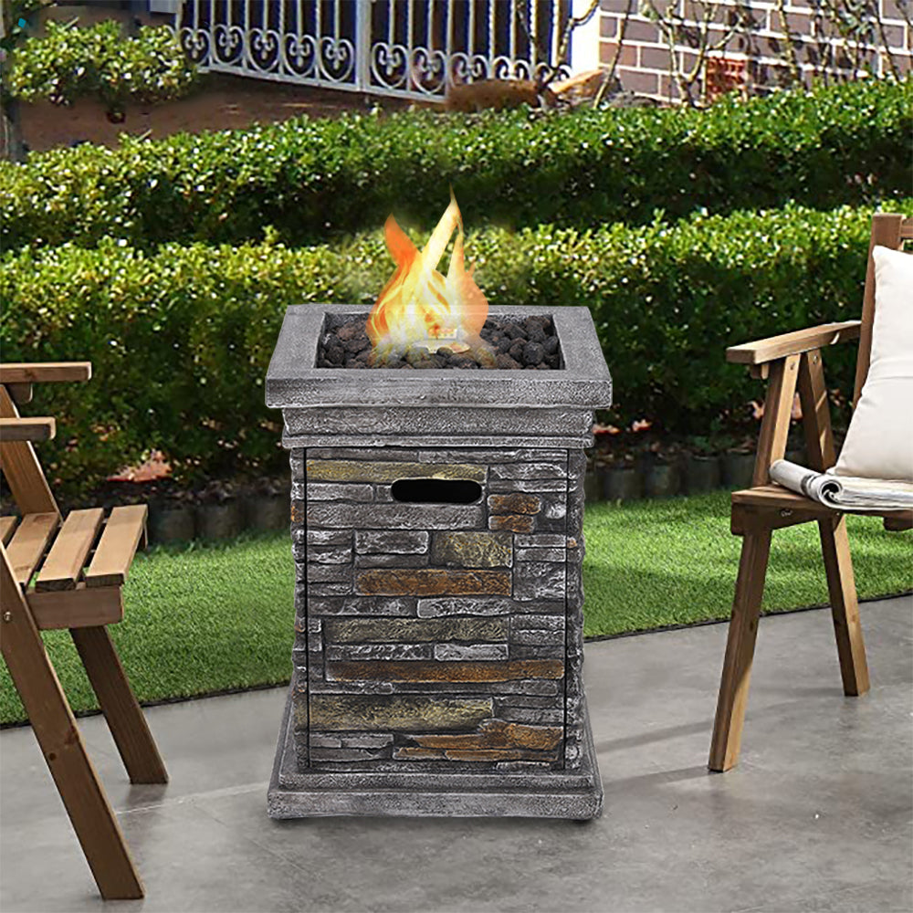 PHI VILLA 18 inch, 30000BTU Outdoor Square Terrafab Gas Fire Column wi ...