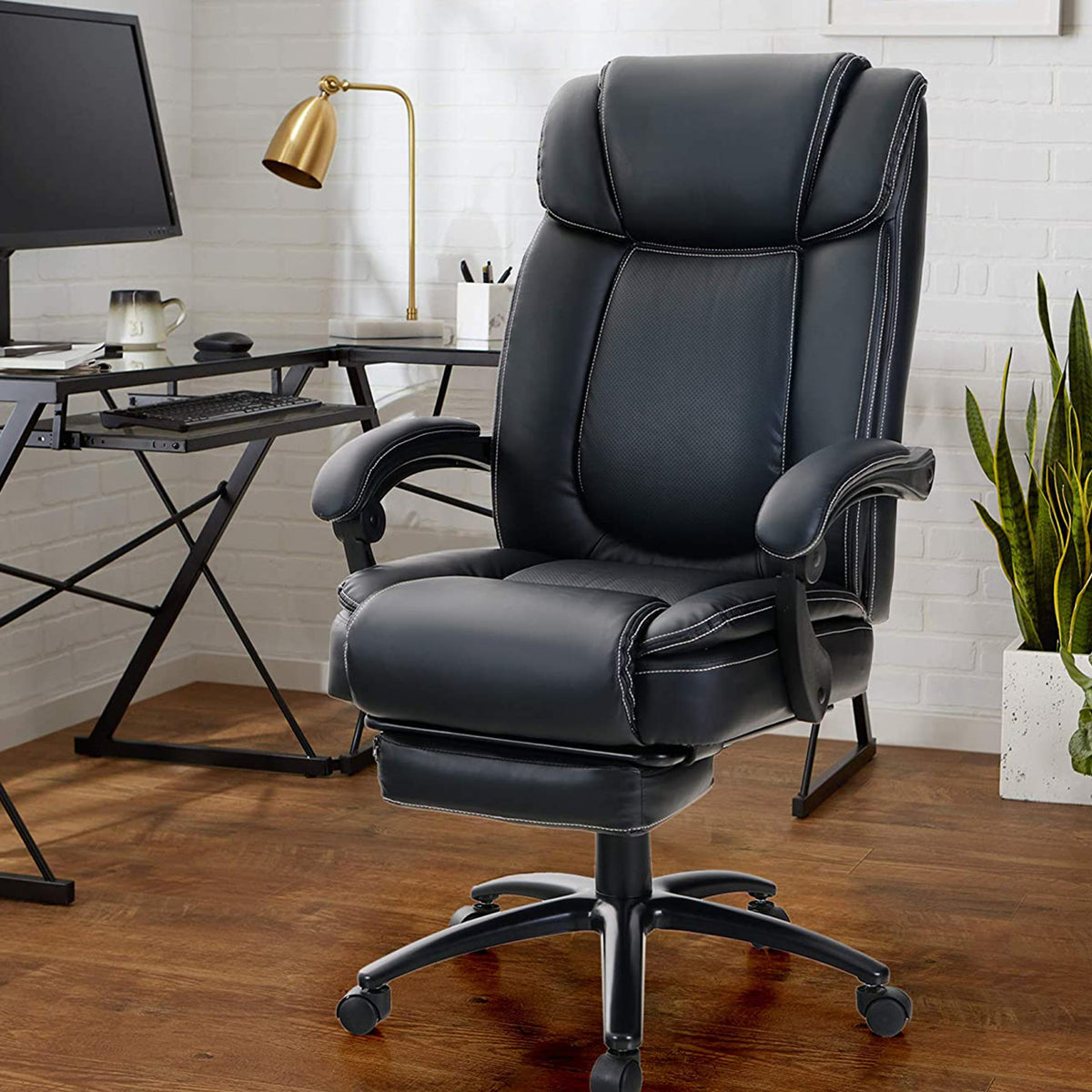 Great Choice Products Pu Leather Computer Chair Big And Tall Office Chair  Lumbar Support Desk Chair