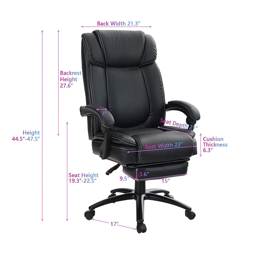 PHI VILLA Ergonomic PU Leather High Back Big and Tall 360° Swivel with ...