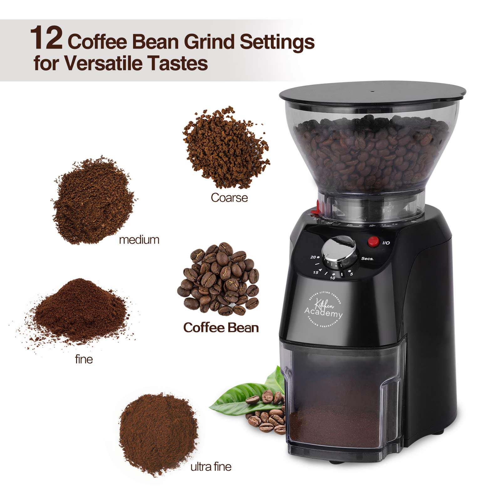 Kitchen Academy Electric Coffee Bean Grinders 100-120V, 160W, 50