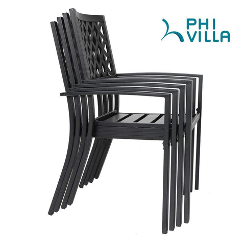 PHI VILLA 9-piece / 7-piece Patio Dining Sets Expandable Table and Classic Steel Chairs