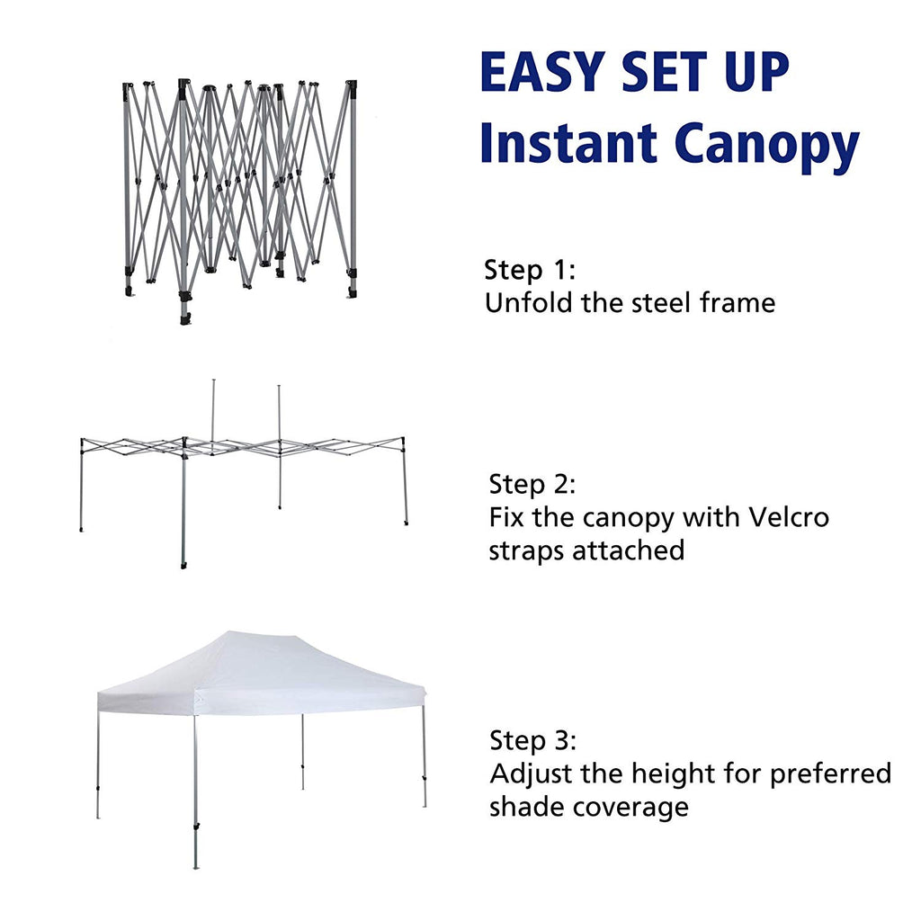 PHI VILLA 10' x15' White Straight Leg Pop-up Instant Folding Canopy ...