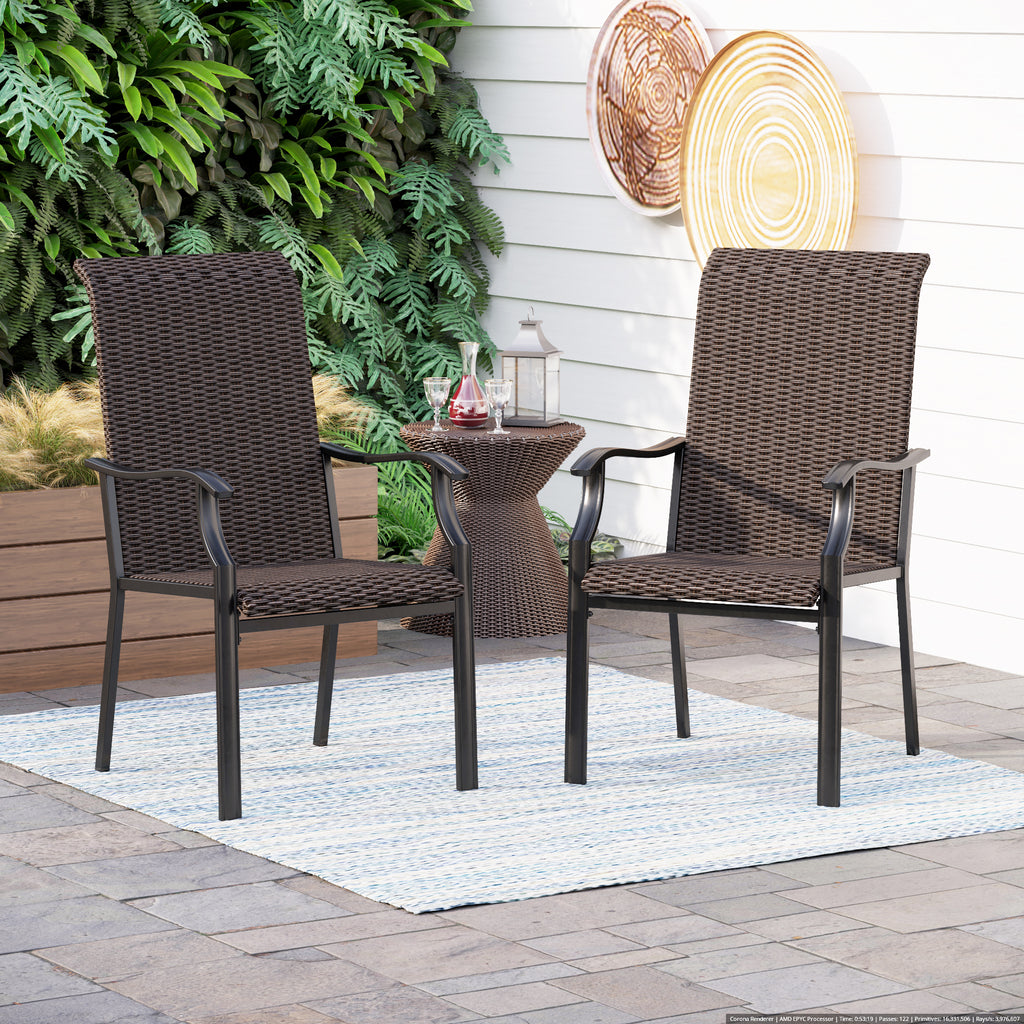 American Style Rattan Metal Patio Dining Chairs, Set of 2-PHI VILLA ...